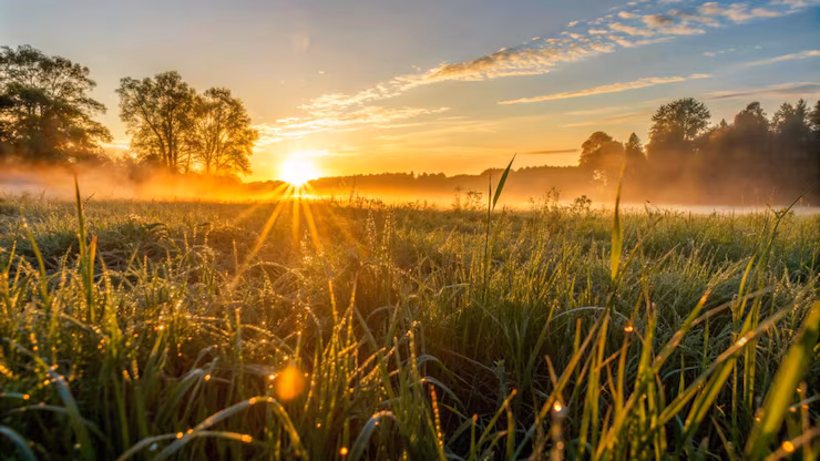 Friedliche Wiese mit sanftem Licht